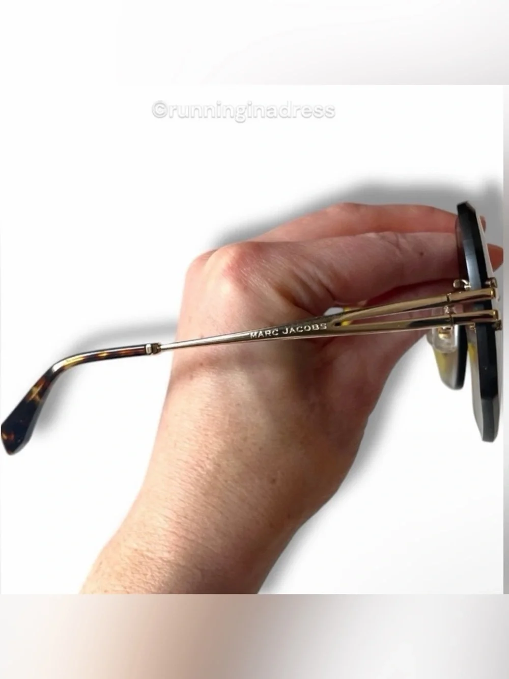 Marc Jacobs Rimless Geometric Sunglasses MJ 1090/S Gold Havana NWOT